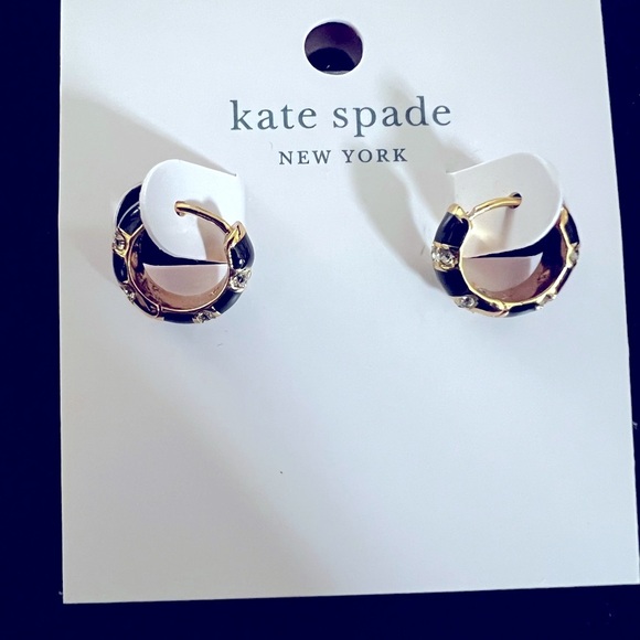 kate spade Jewelry - Kate Spade Black and Gold Hoop Earrings